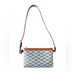 Michael Kors Brown Leather Trim Monogram Canvas